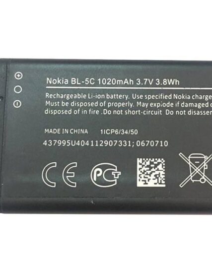 باتری موبایل مدل BL-5C با ظرفیت 1020mAh مناسب برای گوشی موبایل نوکیا 5C