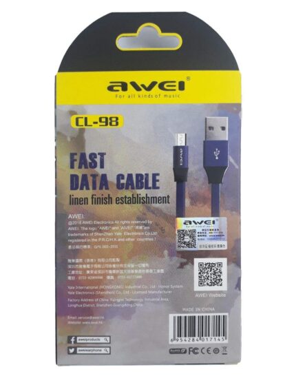 کابل میکرو یو اس بی Awei CL-98 2A Data And Charge Micro USB Cable