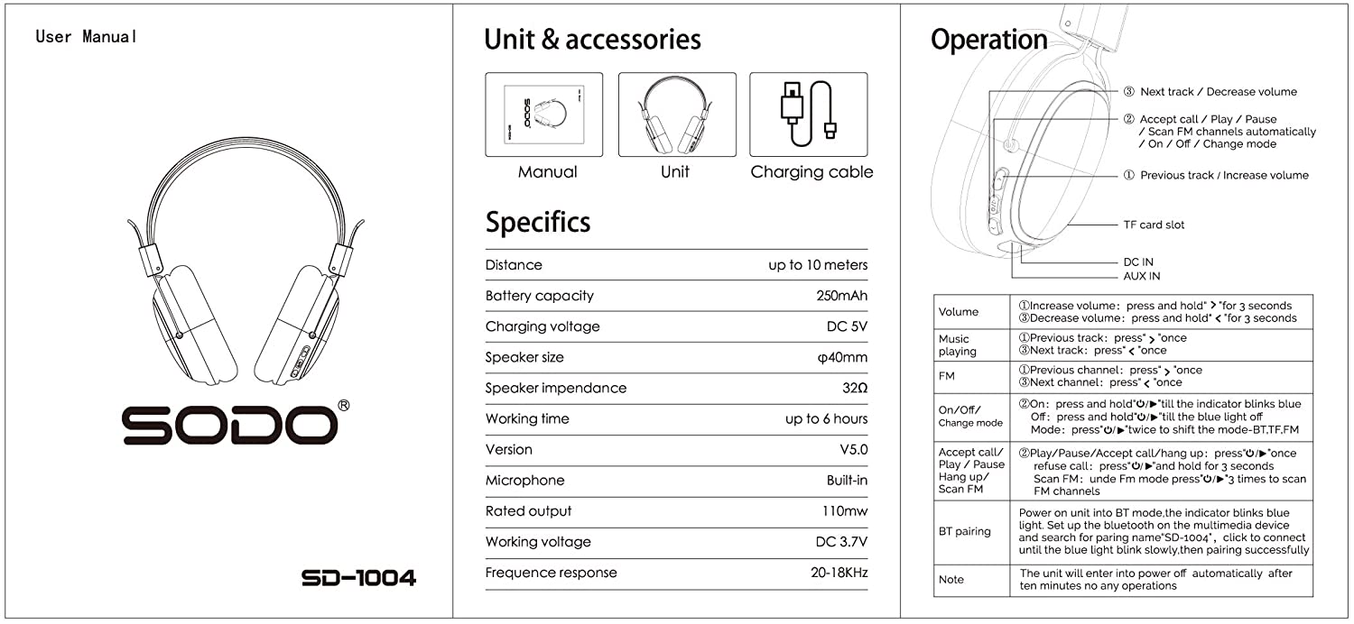 مشخصات، قیمت و خرید هدفون بلوتوث سودو SODO SD-1004 Bluetooth Headphones