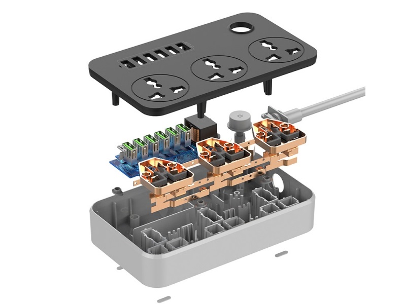 مشخصات، قیمت و خرید رابط سه راهی برق و شش راهی شارژر USB مدل T05