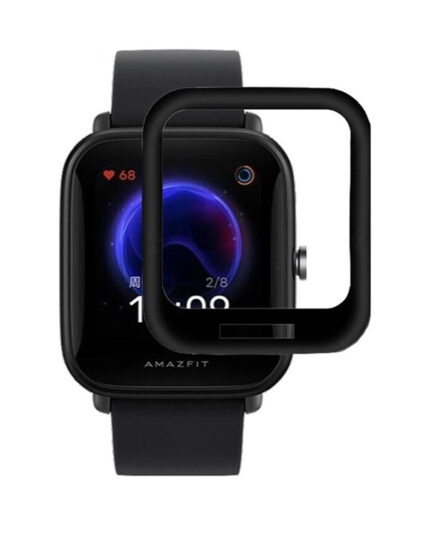 محافظ صفحه نمایش(گلس)دور مشکی ساعت هوشمند Amazfit Bip U Pro