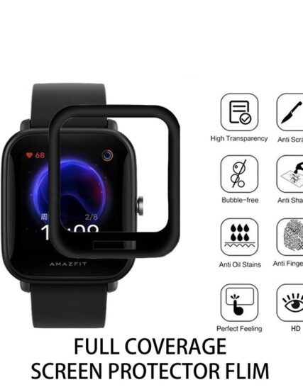 محافظ صفحه نمایش(گلس)دور مشکی ساعت هوشمند Amazfit Bip U Pro