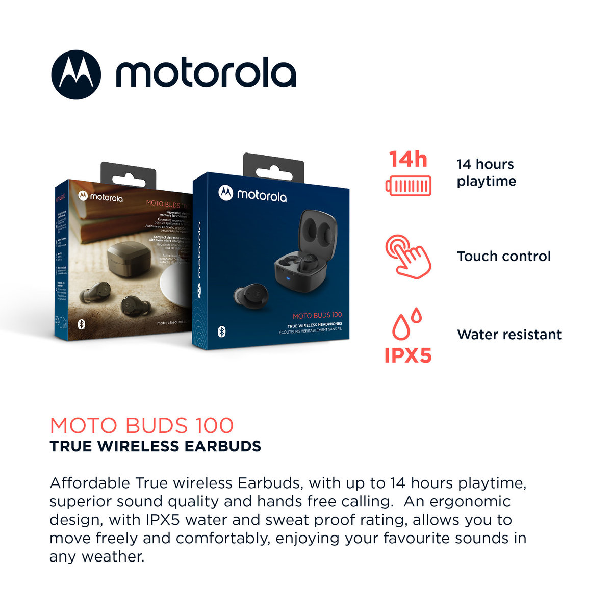 مشخصات، قیمت و خرید هدفون بلوتوثی موتورولا Motorola Moto Buds 100