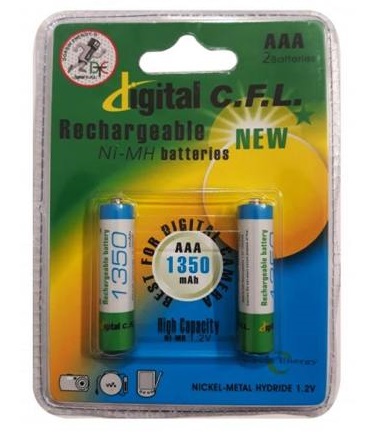 باتری نیم قلمی قابل شارژ دیجیتال سی اف ال مدل CH/1350 بسته 2 عددی